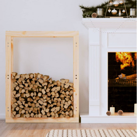 Rastel pentru lemne de foc, 80x25x100 cm, lemn masiv pin - Img 1