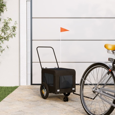 Remorcă bicicletă animale companie, negru, textil oxford/fier