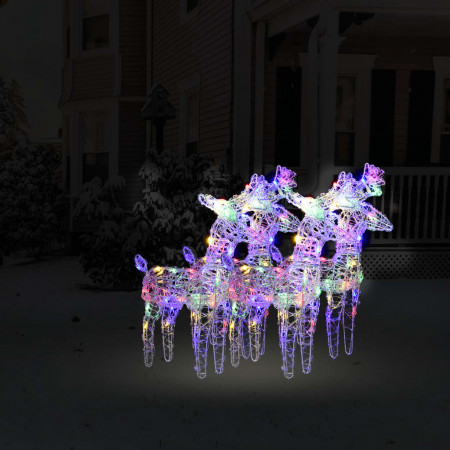 Reni de Crăciun, 4 buc., multicolor, 160 LED-uri, acril - Img 1