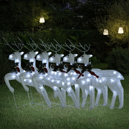 Reni de Crăciun, 6 buc., alb, 120 LED-uri - Img 1