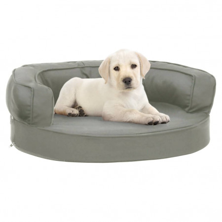Saltea ergonomică pat de câini, 60x42 cm, gri, aspect de in - Img 1