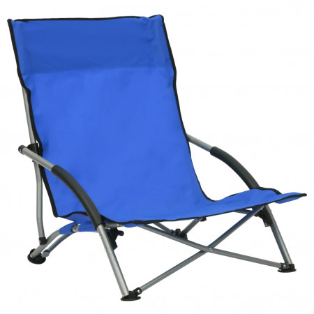 Scaune de plajă pliante, 2 buc., albastru, material textil
