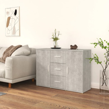 Servantă, gri beton, 91x29,5x65 cm, lemn prelucrat