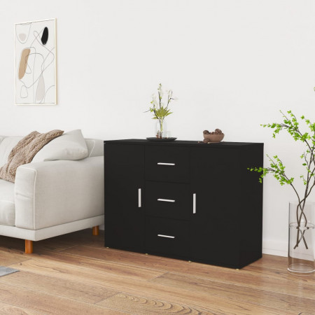 Servantă, negru, 91x29,5x65 cm, lemn prelucrat