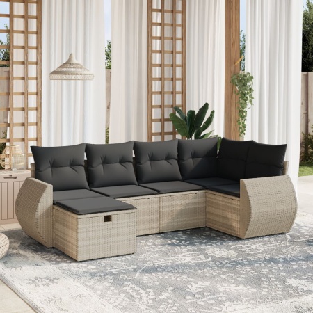 Set canapele de grădină cu perne, 6 piese gri deschis poliratan