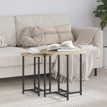 Set de 2 măsuțe laterale Sonoma din lemn compus și metal