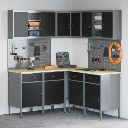 Set de birou și tablă cu cârlige , 12 piese, din MDF și metal negru