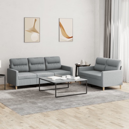 Set de canapele cu perne, 2 piese, gri deschis, textil - Img 1