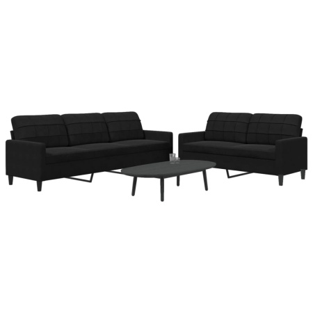 Set de canapele cu perne, 2 piese, negru, catifea