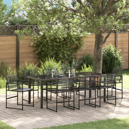 Set de dining 9 piese ratan polimeric negru - Img 1