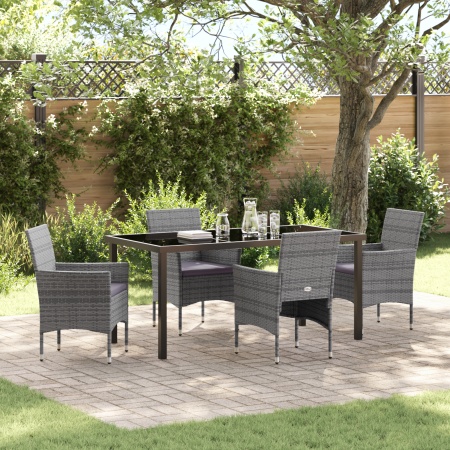 Set de dining pentru grădină 5 piese Gri Rattan Polimeric