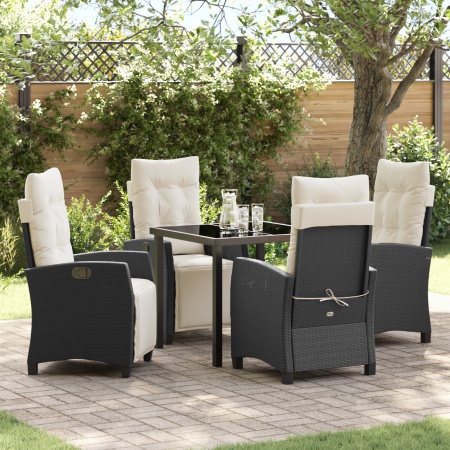 Set de dining pentru grădină 5 piese Rattan PE negru - Img 1