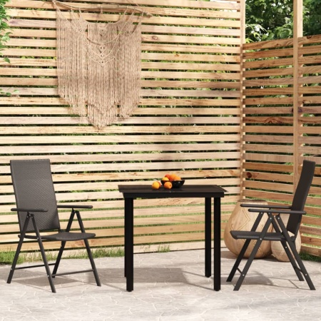 Set de mobilier pentru grădină, 3 piese, negru