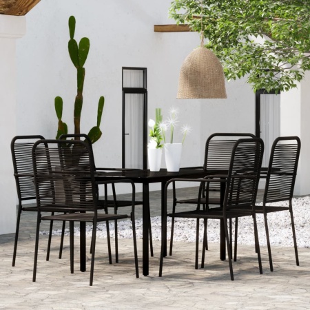 Set de mobilier pentru grădină, 7 piese, negru - Img 1