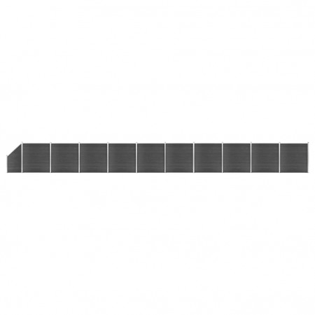 Set de panouri de gard, negru, 1830x(105-186) cm, WPC - Img 1