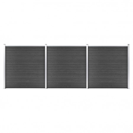 Set de panouri de gard, negru, 526 x 186 cm, WPC - Img 1