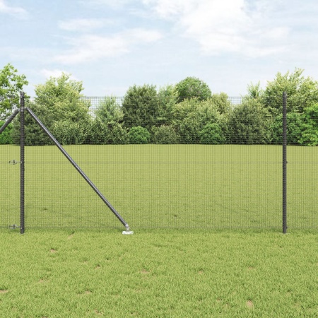 Set de Stâlpi de Gard Set de 2 Gri Plastic 25 x 1 m Simplu