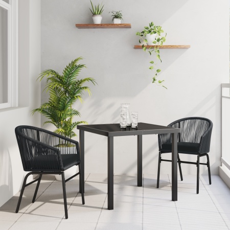Set de sufragerie de grădină 3 piese Ratan PE Negru