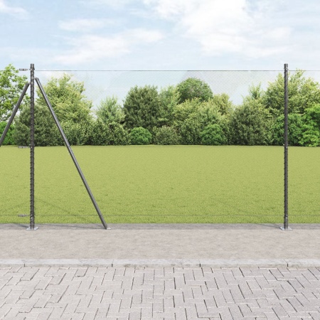 Set Gard Set de 2 Gri Oțel Vopsit Electrostatic 25 x 1.5 m
