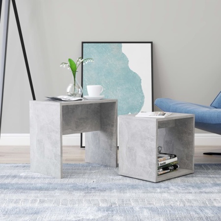 Set măsuțe de cafea, gri beton, 48x30x45 cm, lemn prelucrat