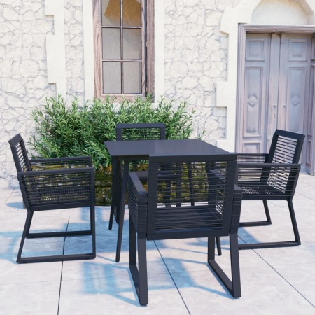 Set mobilier de exterior, 5 piese, negru, ratan PVC