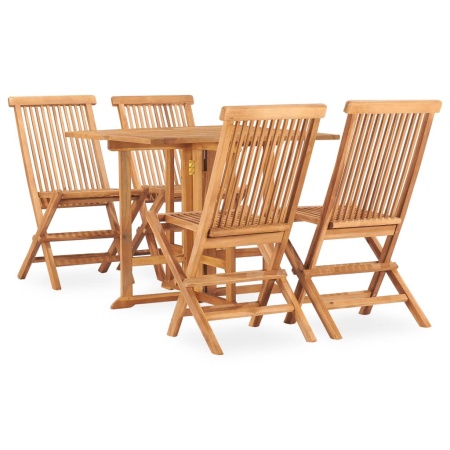 Set mobilier de exterior pliabil, 5 piese, lemn masiv de tec