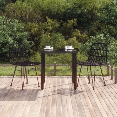 Set mobilier de grădină, 3 piese, negru, poliratan