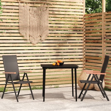 Set mobilier de grădină, 3 piese, negru - Img 1