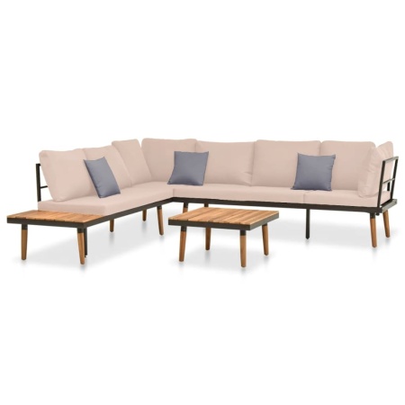 Set mobilier de grădină cu perne, 4 piese, lemn masiv de acacia