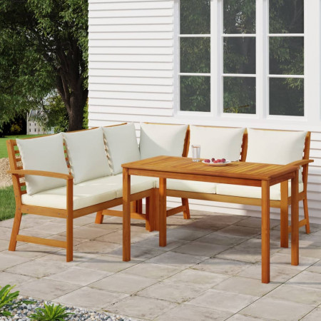 Set mobilier de grădină cu perne, 4 piese, lemn masiv de acacia