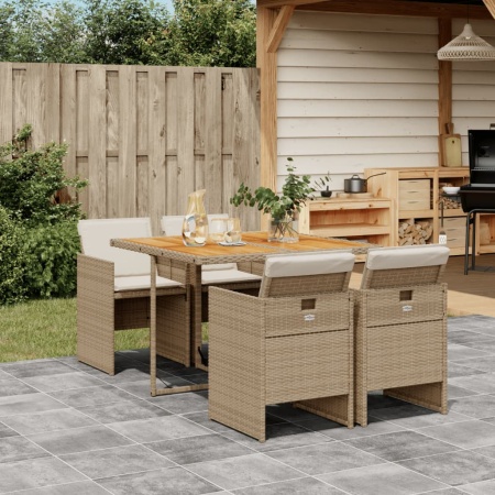 Set mobilier de grădină cu perne, 5 piese, bej, poliratan