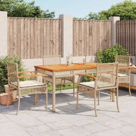 Set mobilier de grădină cu perne, 5 piese, bej, poliratan