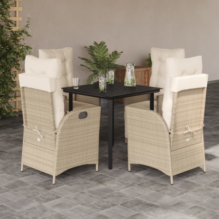 Set mobilier de grădină cu perne, 5 piese, bej, poliratan