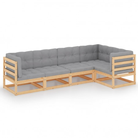 Set mobilier de grădină cu perne, 5 piese, lemn masiv de pin