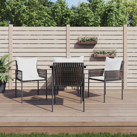 Set mobilier de grădină cu perne, 5 piese, poliratan și oțel
