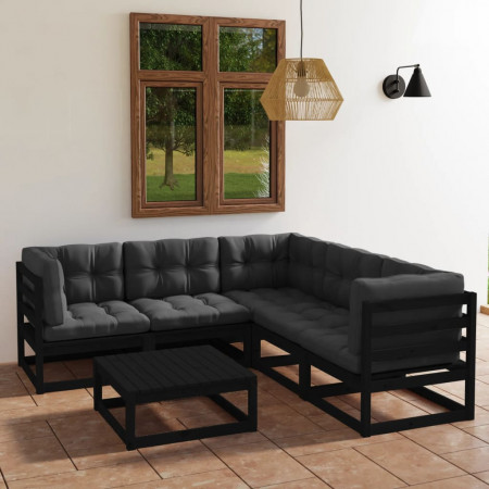 Set mobilier grădină cu perne, 6 piese, lemn masiv pin