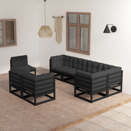 Set mobilier grădină cu perne, 8 piese, lemn masiv pin