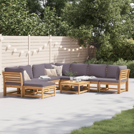 Set mobilier grădină cu perne, 9 piese, lemn masiv acacia