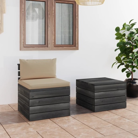 Set mobilier grădină din paleți cu perne, 2 piese, lemn de pin