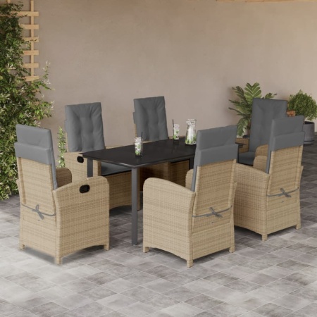 Set mobilier pentru grădină, 7 piese, cu perne, bej, poliratan