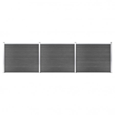 Set panouri gard, 526x146 cm, negru, WPC - Img 1