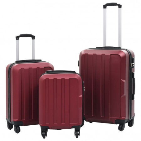 Set valize cu carcasă rigidă, 3 buc., roșu vin, ABS