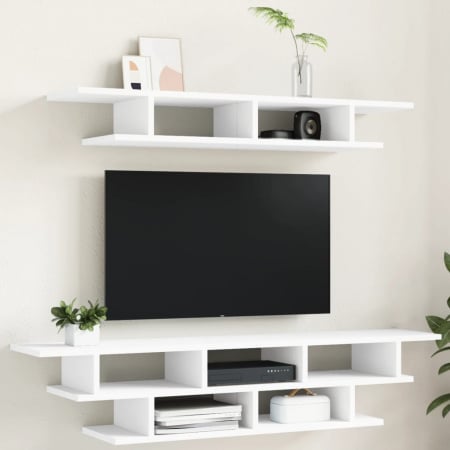 Seturi TV de perete, 6 piese, alb, lemn prelucrat - Img 1