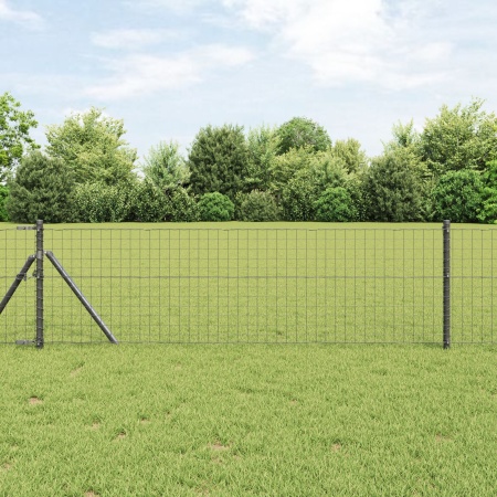 Stâlpi de gard 7 buc Gri Ø32 mm 120 cm Oțel galvanizat