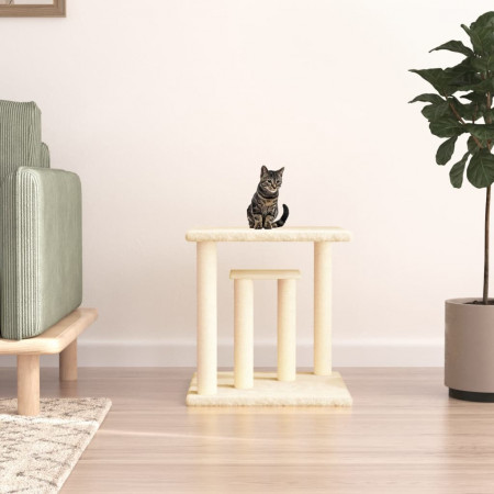 Stâlpi de zgâriat pentru pisici cu platforme, crem, 50 cm - Img 1
