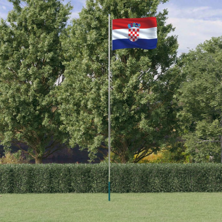 Steag Croația și stâlp din aluminiu, 6,23 m