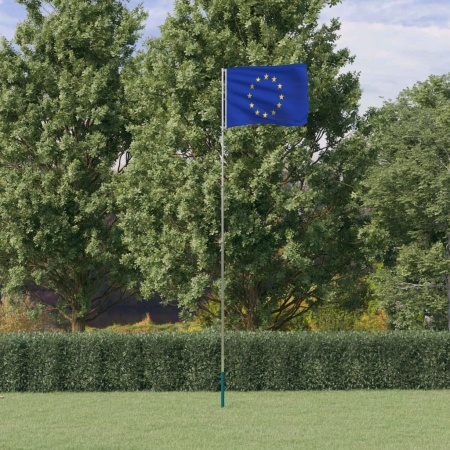 Steag Europa și stâlp din aluminiu, 5,55 m