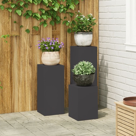 Suporturi pentru Plante Exterioare Pilon 3 buc Black Oțel