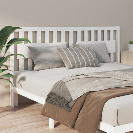 Tăblie de pat, alb, 125,5x4x100 cm, lemn masiv de pin - Img 1