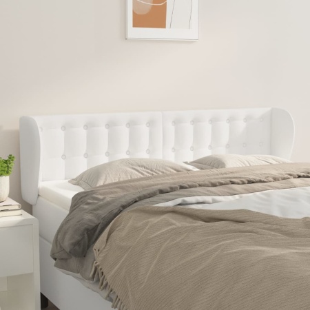 Tăblie de pat cu aripioare, alb, 147x23x78/88cm piele ecologică